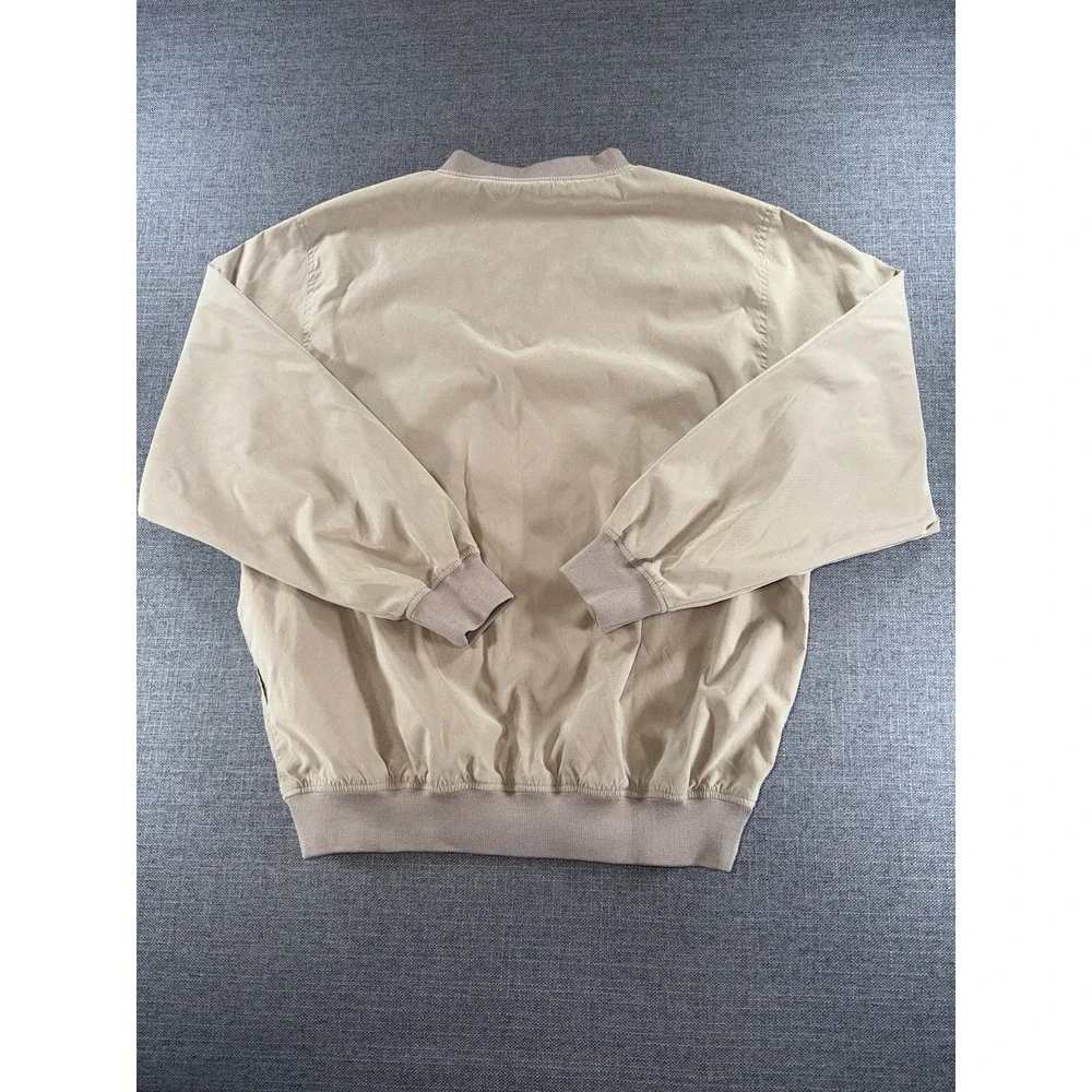 Frenzi Golf Windbreaker Pullover Jacket Mens Large Beige V-Neck Lightweight Golf